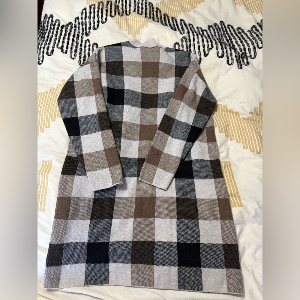 Loft Checkered Plaid Mock Neck Sweater Dress